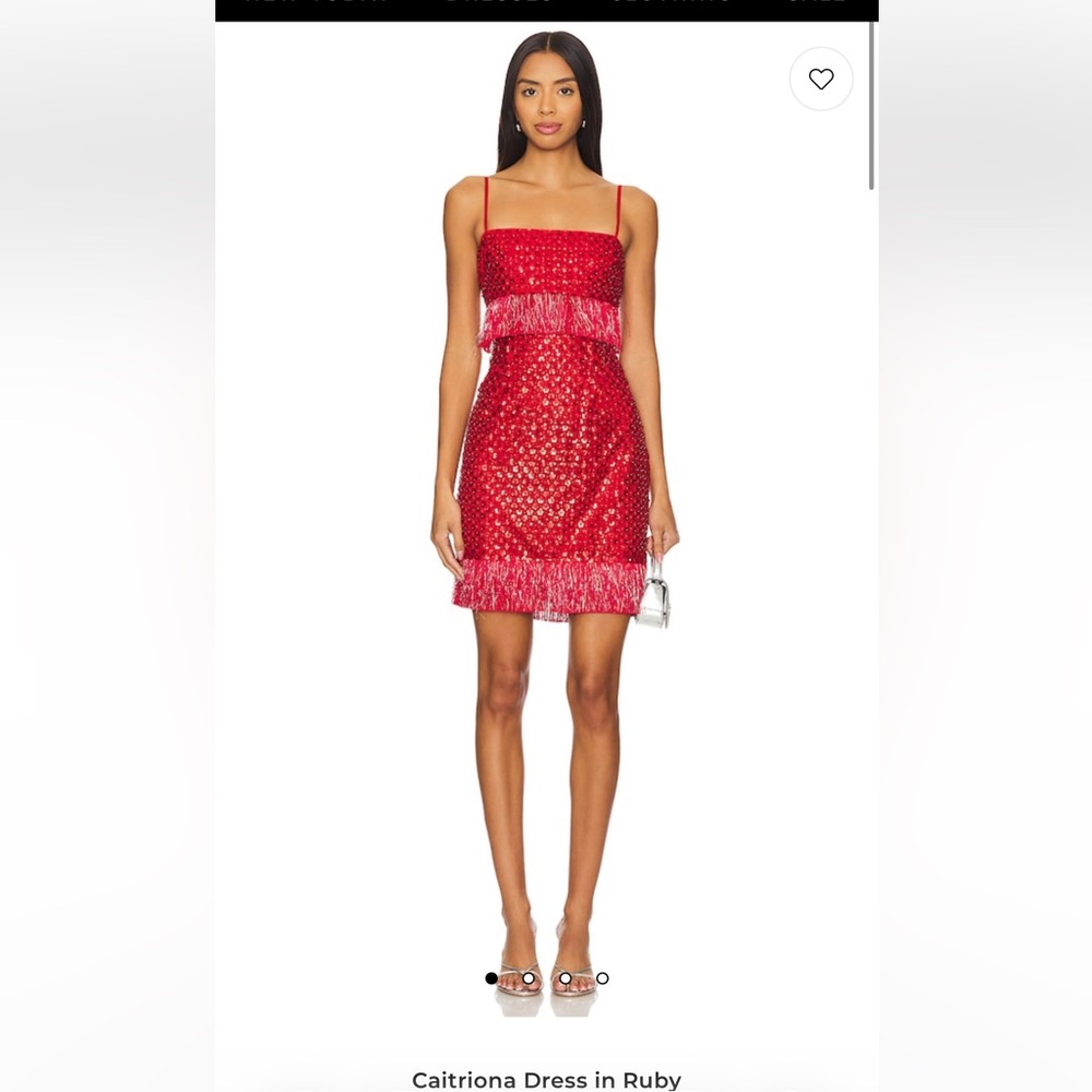 SAYLOR Red Sequin Fringe Mini Dress